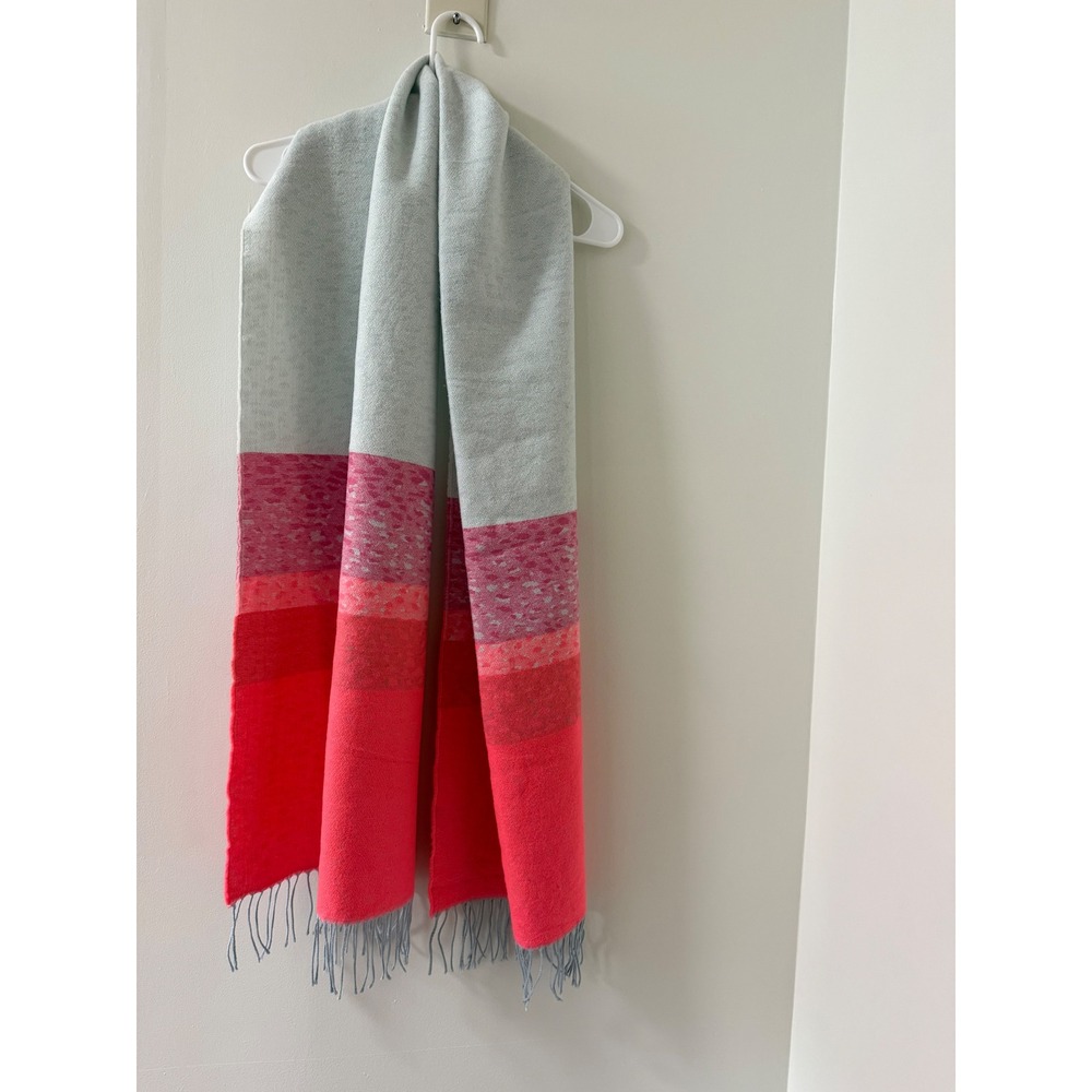 Unbranded Scarf Womens OS Gray Pink Colorblock Leopard Print Good Fringed Wrap
